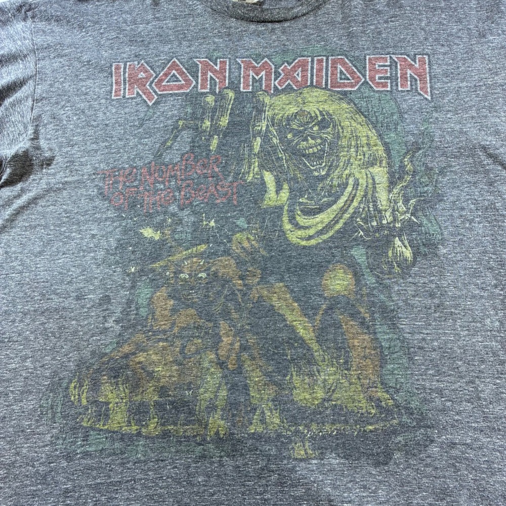 Vintage Iron Maiden The Number of the Beast Graphic Tee Grey 2XL - Picture 2 of 7